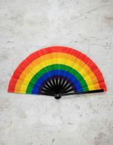 Leque Grande Arco Íris Colorido Lgbt Calor Festa 64x33cm Colorido Leque