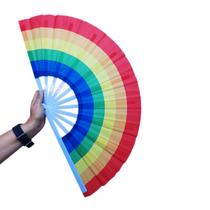 Leque Grande Colorido Arco Íris LGBT Vraah Dança Festa Carnaval Decoração - Faz Barulho