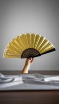 Leque Grande Dourado 35cm Leque Grande Dourado 35cm