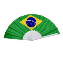 Leque grande estampa do brasil dobrável bandeira brasileira para festas eventos torcida e decoração