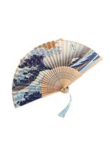 Leque Japonês Dobrável Artesanal Vintage Com Estampa De Onda De Kanagawa, Decorativo E Portátil Para Leque Japonês Dobrável Artesanal Vintage Com Estampa De Onda De Kanagawa, Decorativo E Portátil Para