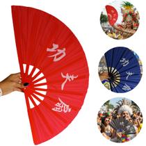 Leque Japonês Oriental Dobrável 60 CM- Cores Sortidas - Estampa Ideograma