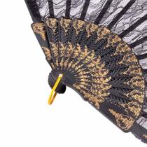 Leque Luxo Preto Religioso Apresentação Cor Eventos Pomba Gira Cigana Paetê Umbanda Candomblé aXÉ