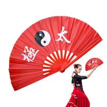 Leque Oriental Decorativo Grande 65cm Vermelho