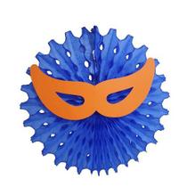 Leque Pop Mascara Para Carnaval Azul/laranja 49cm - Tchian