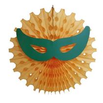 Leque Pop Mascara Para Carnaval Laranja/verde 49cm