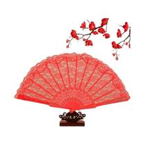 Leque Portátil Dobrável De Renda Sexy Retrô Para Dança De Verão, Acessórios De Fotografia, Leque