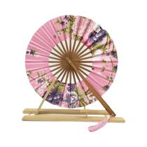 Leque Redondo Japonês Portátil E Dobrável Para Mulheres, Leque Decorativo Em Forma De Moinho De