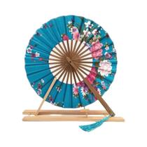 Leque Redondo Japonês Portátil E Dobrável Para Mulheres, Leque Decorativo Estilo Moinho De Vento,