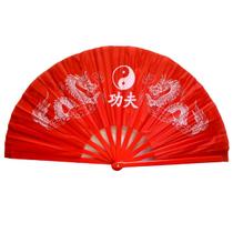 Leque Tai Chi Chuan Vermelho Dragão Branco