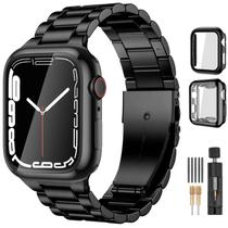 Lerobo Pulseira Aço Inoxidável p/ Apple Watch + 2 Capas (Preto)