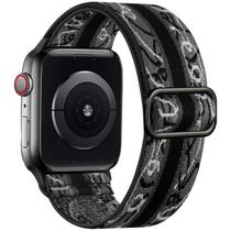 Lerobo Pulseira Trançada Nylon para Apple Watch, Solo Loop, 49mm (Black White Gray)