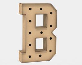 Letra Caixa Grande B Mdf 80Cm Altura Furo Lampada Iluminação