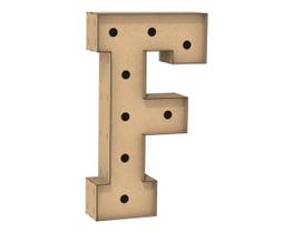 Letra Caixa Grande F Mdf 90Cm Altura Furo Lampada Iluminação