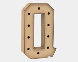 Letra Caixa Grande Q Mdf 80Cm Altura Furo Lampada Iluminação