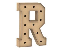 Letra Caixa Grande R Mdf 60Cm Altura Furo Lampada Iluminação