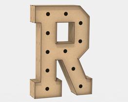 Letra Caixa Grande R Mdf 80Cm Altura Furo Lampada Iluminação