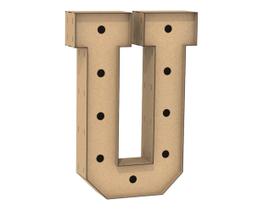 Letra Caixa Grande U Mdf 100Cm Altura Furo Lampad Iluminação