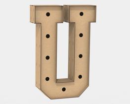 Letra Caixa Grande U Mdf 80Cm Altura Furo Lampada Iluminação Letra Caixa Grande U Mdf 80Cm Altura Furo Lampada Iluminação