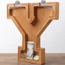 Letra de madeira Piggy Bank HODNSZRIT Y 23x23x4 cm Coin Save