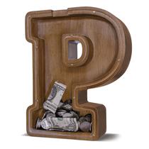 Letra de madeira Piggy Bank JOOMLAFLY para crianças com painel de acrílico