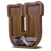 Letra de madeira Piggy Bank JOOMLAFLY para crianças com painel de acrílico