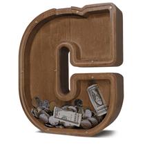 Letra de madeira Piggy Bank JOOMLAFLY para crianças com painel de acrílico