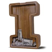 Letra de madeira Piggy Bank JOOMLAFLY para crianças com painel de acrílico Letra de madeira Piggy Bank JOOMLAFLY para crianças com painel de acrílico