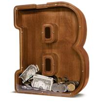 Letra de madeira Piggy Bank JOOMLAFLY para crianças com painel de acrílico