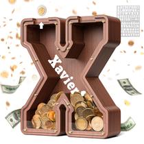 Letra de madeira Piggy Bank Summidate extra grossa para crianças