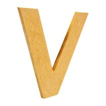 Letra de MDF Madeira Crua - Tamanho: 20,5 x 20,5 x 1,0 cm - Modelo: V