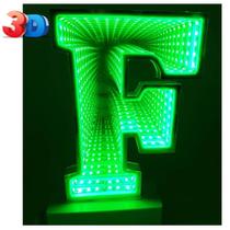 Letra F Decorativa Luzes LED Espelhada Túnel 3D - 54120FVD - Jiaxi