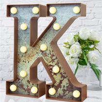 Letra LED para festas Elnsivo Vintage Rusted Metal Decor
