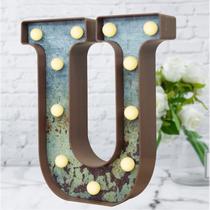 Letra LED para festas iluminada U Elnsivo Vintage Rust Metal