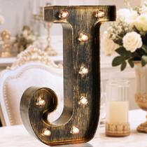 Letra para festas OYCBUZO Golden Black LED Vintage Style - J Letra para festas OYCBUZO Golden Black LED Vintage Style - J