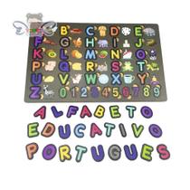 Letras de alfabeto + numero, coloridos em mdf portugues