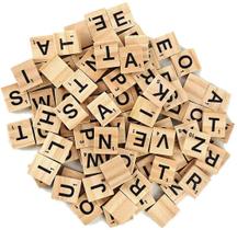 Letras de reposição do Scrabble, 100 peças de ladrilhos de alfabeto de madeira
