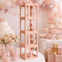 Letras Decoração Festa Cubos Baby Mdf 22x22x22cm Quarteto Chá Revelação Decoração
