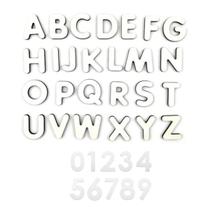 Letras e Números, Alfanumérico, MDF, Branco 36 Peças 3 cm