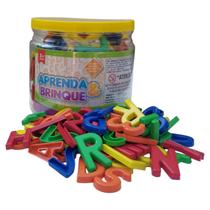 Letras e números pote com 200 peças em plástico colorido
