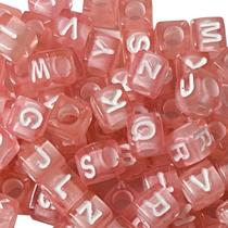 Letras Entremeio Quadrado Rosa 6 Atacado Aprox.3000 Miçangas