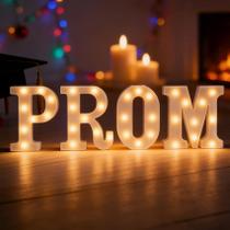Letras luminosas LED tipo marquee PROM CDIXlmuz, brancas, 22 cm de altura Letras luminosas LED tipo marquee PROM CDIXlmuz, brancas, 22 cm de altura