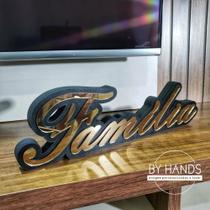 Letreiro 3d Família Mdf/acrílico Espelhado - 35 Cm Bronze