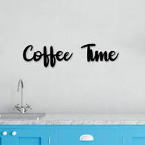 Letreiro Coffe Time Preto 10x36x0,3 em MDF - Lado Kids