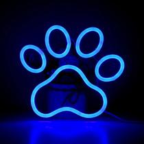 Letreiro De LED Neon Azul Com Formato De Pata, Luz Noturna USB, Arte De Parede 3D Para Decoração De Letreiro De LED Neon Azul Com Formato De Pata, Luz Noturna USB, Arte De Parede 3D Para Decoração De