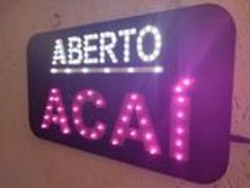 Letreiro de LED placa aberto/açaí