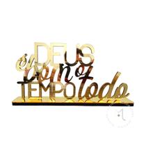 Letreiro Decorativo - Enfeite Espelhado Dourado - Decoração de Mesa - Magicril Decor