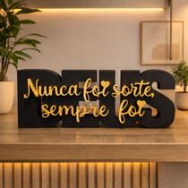 Letreiro Decorativo Nunca Foi Sorte Sempre Foi Deus 3D Decoração Cristã Letreiro Decorativo Nunca Foi Sorte Sempre Foi Deus 3D Decoração Cristã