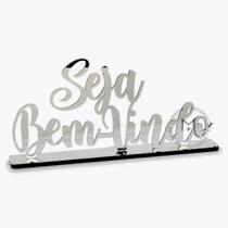 Letreiro Decorativo - Seja Bem Vindo prata - Enfeite com Base de Mesa