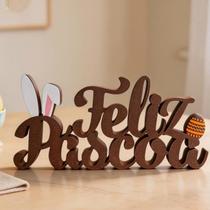 Letreiro Feliz Páscoa Enfeite Com Orelhinha Decoração Para Mesa Estante Loja